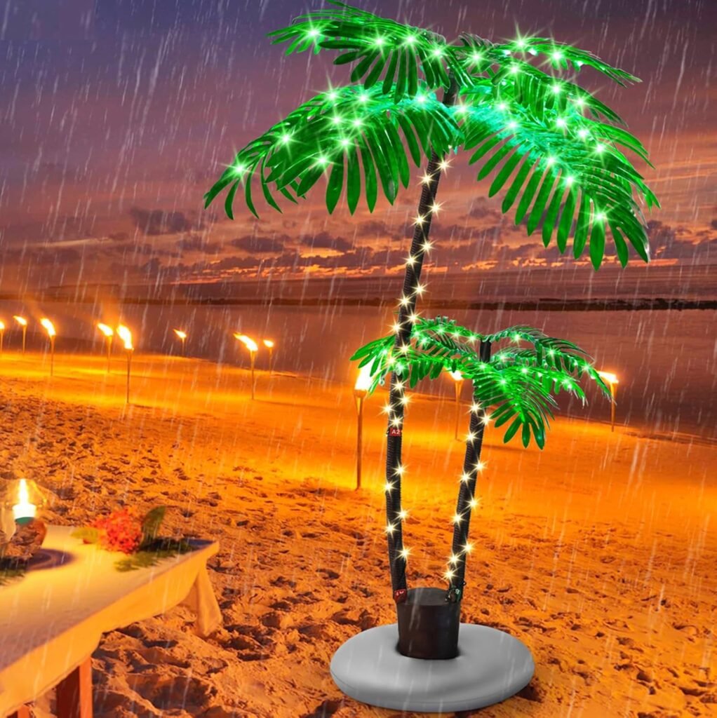 6FT 288LED Artificial Lighted Palm Tree, Light Up Tropical Fake Palm Tree for Indoor, Outdoor, Christmas, Hawaiian, Jungle, Home Party, Pool, Beach, Patio Decor (6FT)