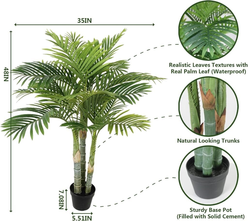 8.5ft Artificial Palm Tree 102in Triple Tropical Palm Fake Plant Tree Outdoor Indoor in Pot Large Palm Plants for Living Room Front Porch Patio Pool Garden Home Office Decor Green